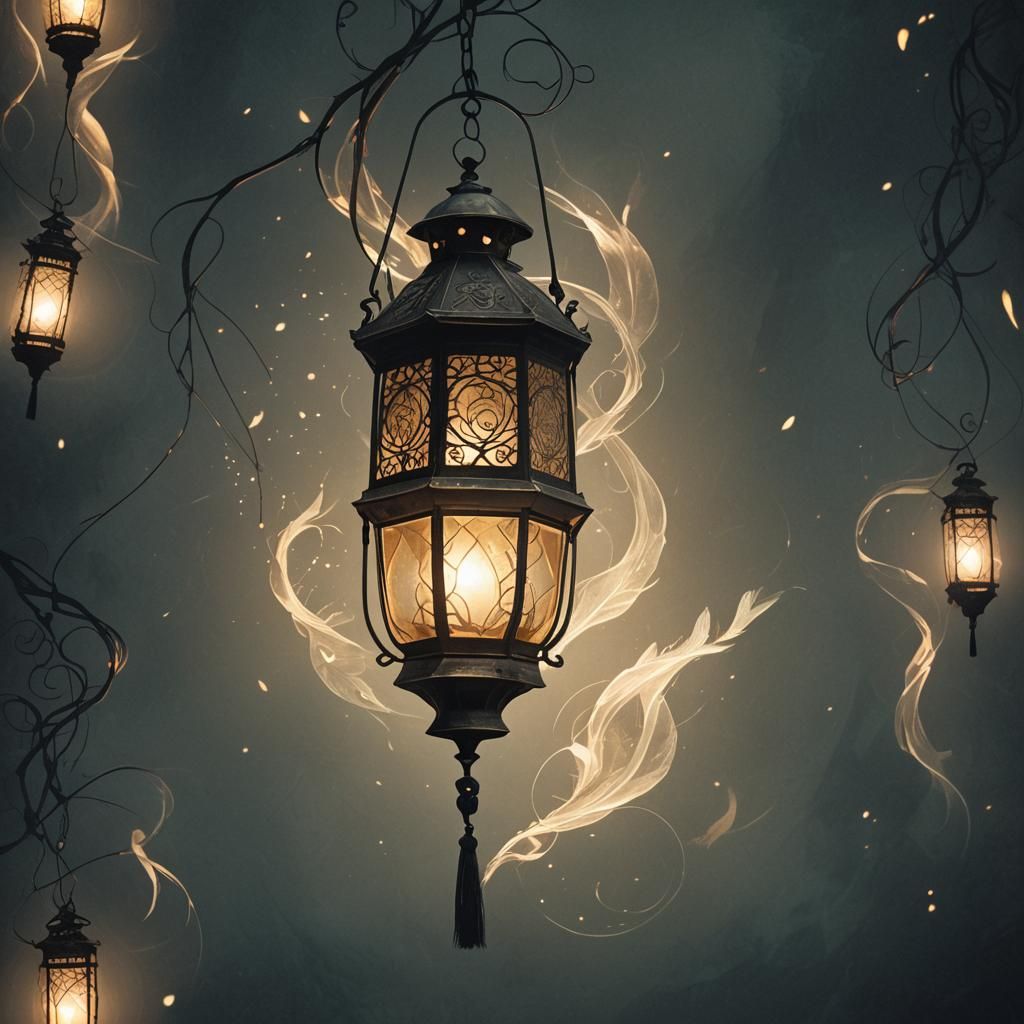 Glowing Lantern Concept Art in Mystical Setting