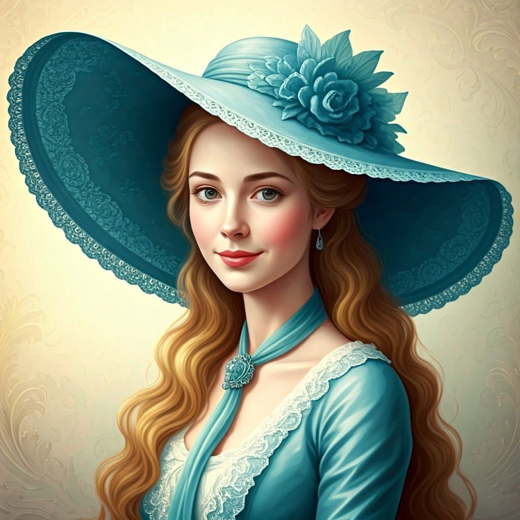 Pretty Girl in Rococo Hat: Surrealist Portrait