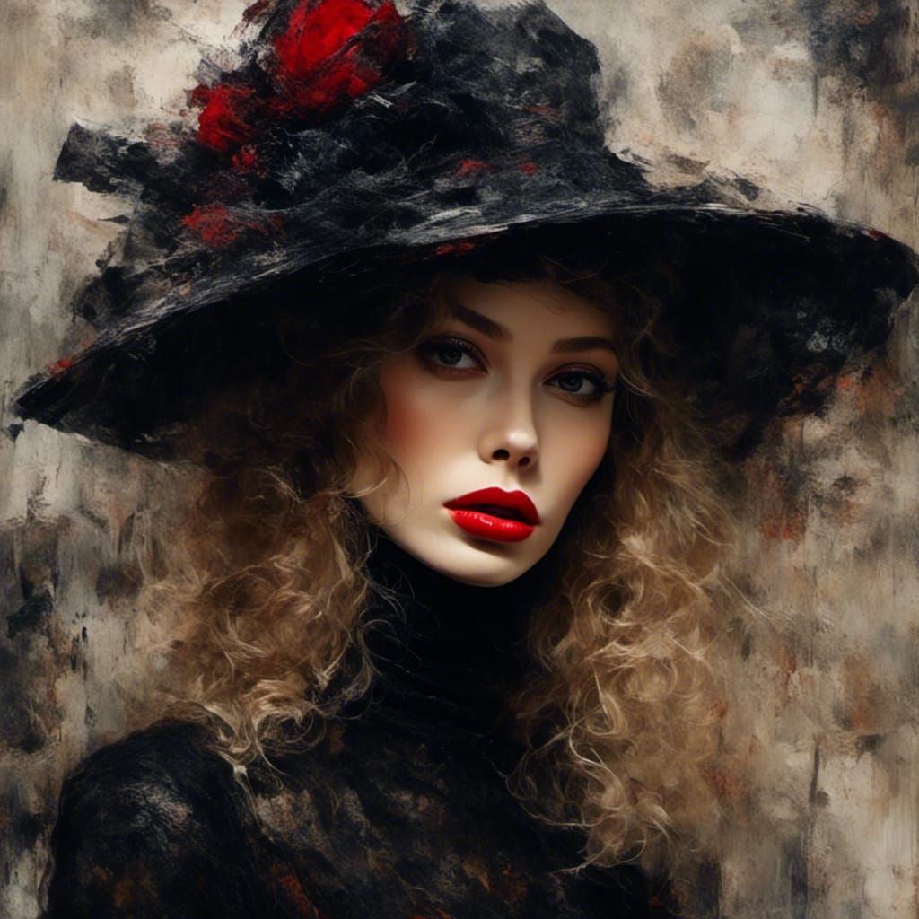 Abstract Expressionist Portrait in Haute Couture Style