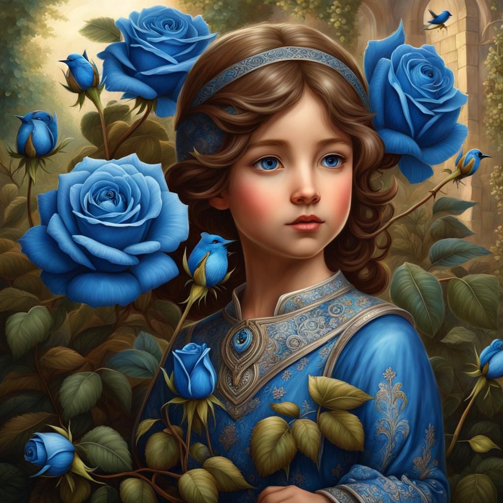 Blue Roses Transform to Bluebirds in Garden