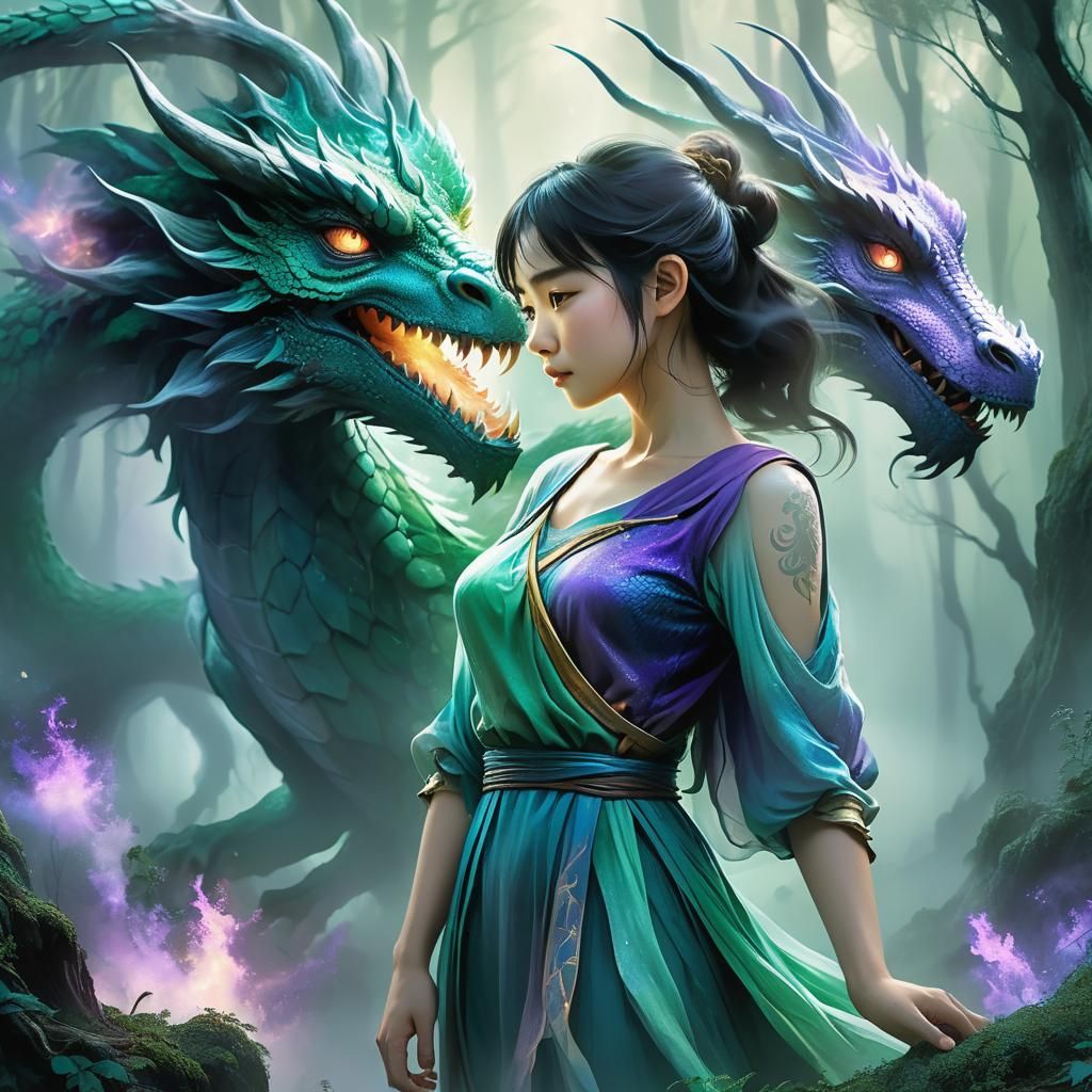 Ethereal Dragon Spirit Bond in Manga Style