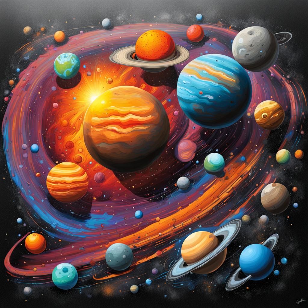 Colorful Solar System Graffiti Art in Ultra Quality