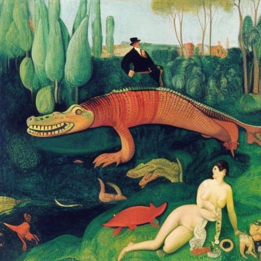 Lost Crocodile in Pines: Renaissance Expressionism