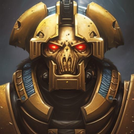 Warhammer Space Marine Portrait in Hyperdetailed Style