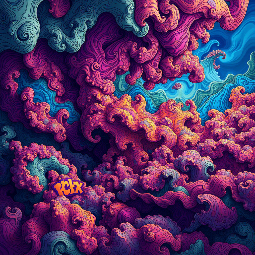Dynamic Graffiti Clouds in Psychedelic Digital Art