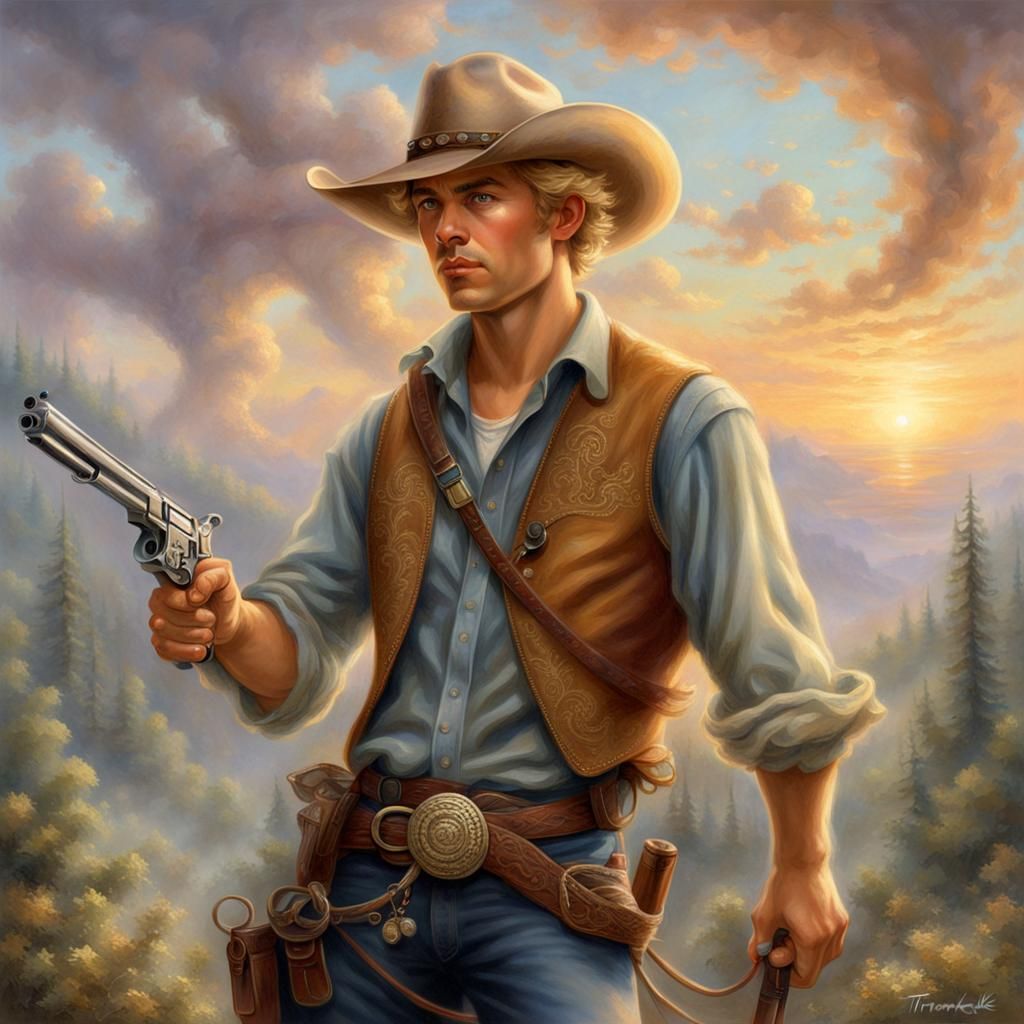 Fantasy Cowboy with Pistol and Lasso