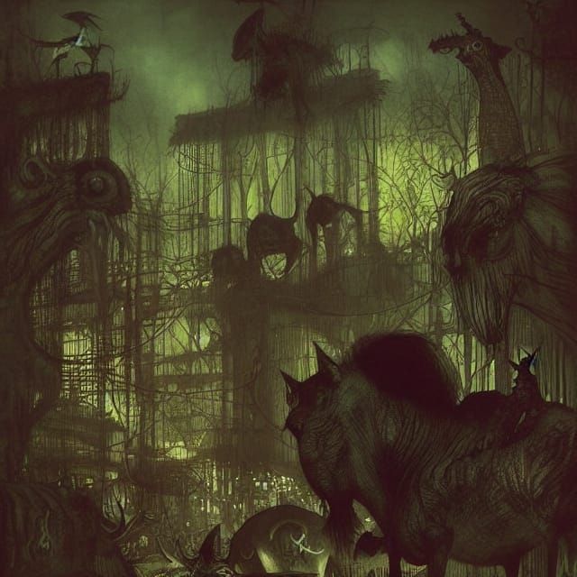 Gothic Steampunk Night Zoo: A Fantastical Dream