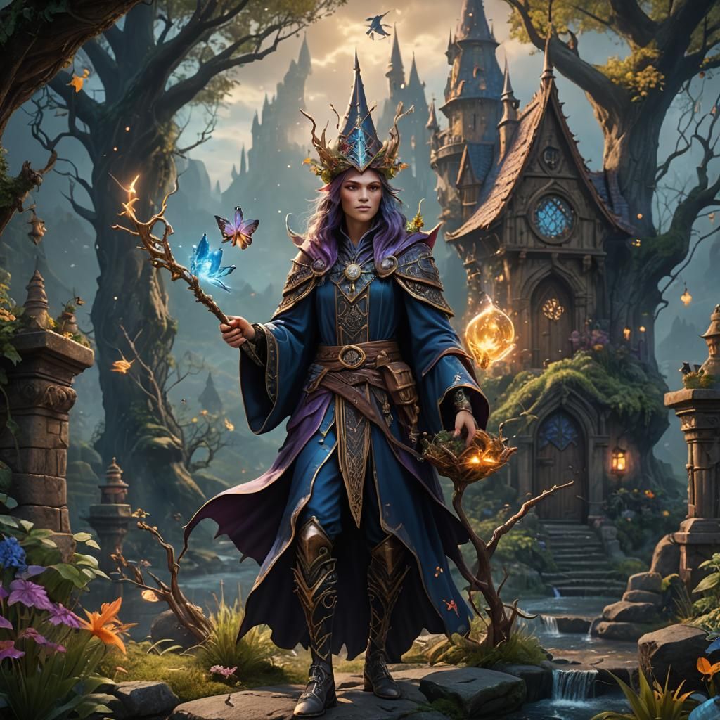Fantastical Wizard Fairy in Detailed Matte Painting