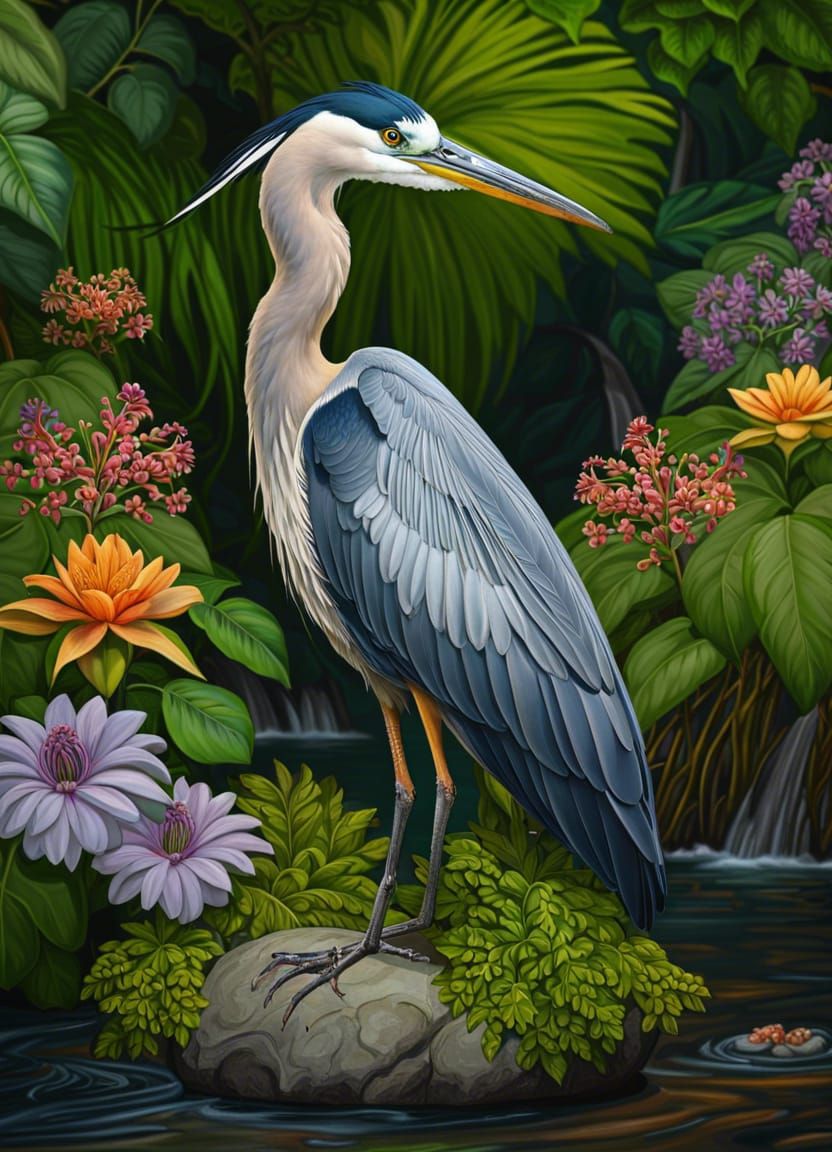 Majestic Heron in Atlantic Rainforest River