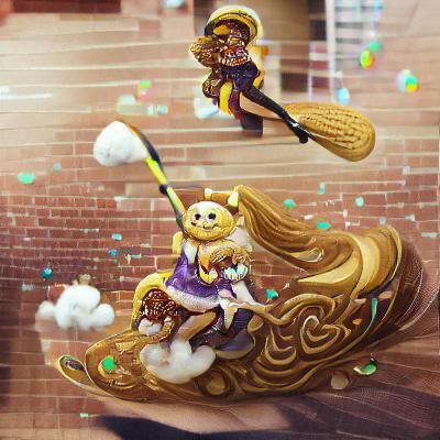 Latte Cookie and Midas in Detailed Digital Painting