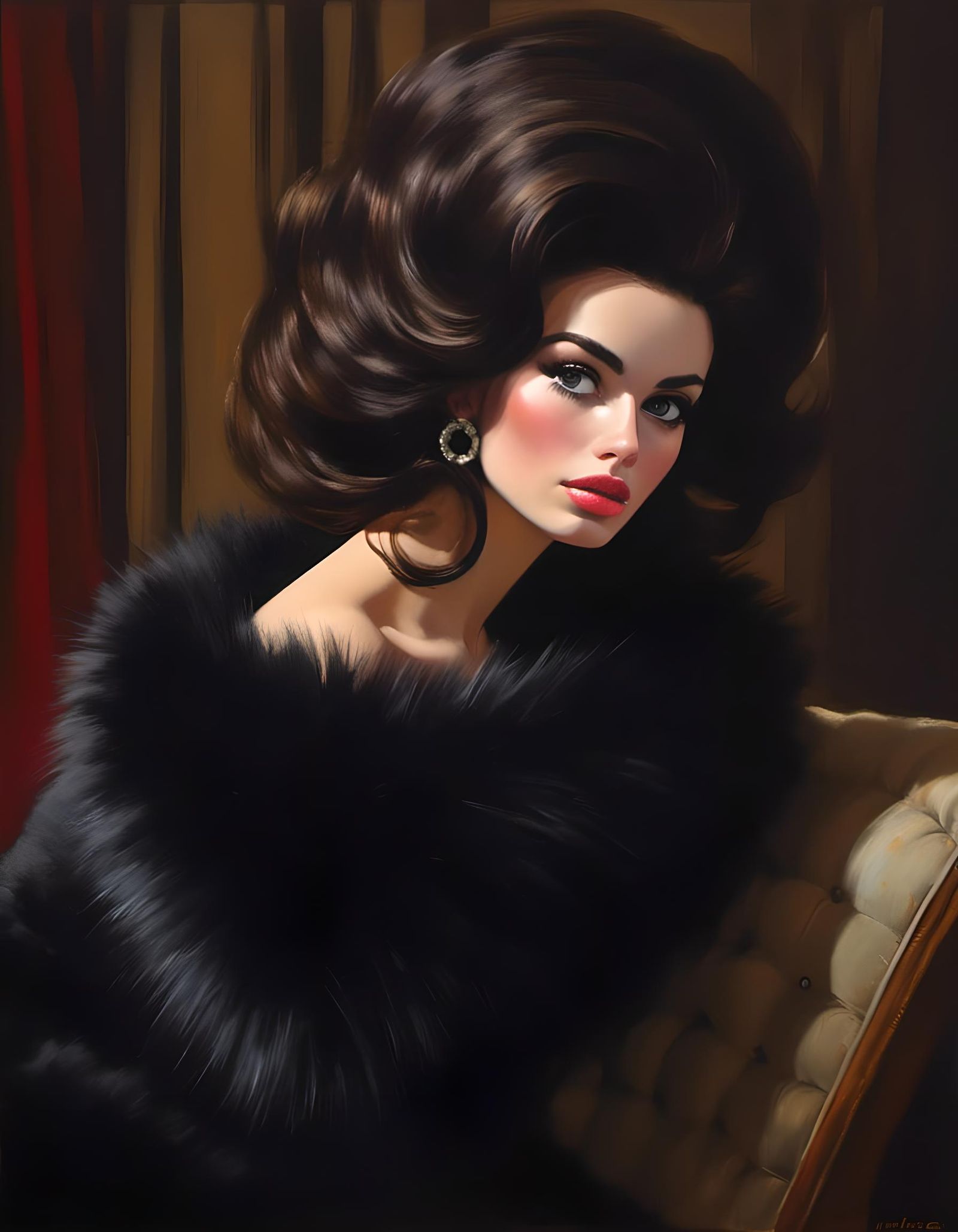 Impressionist Oil Painting of Woman with Bouffant