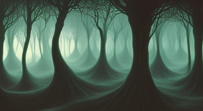 Sinister Forest in Gothic Cosmic Style