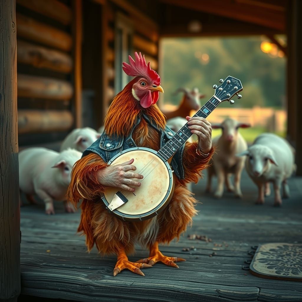 Chicken Serenade: Banjo on the Farm Porch