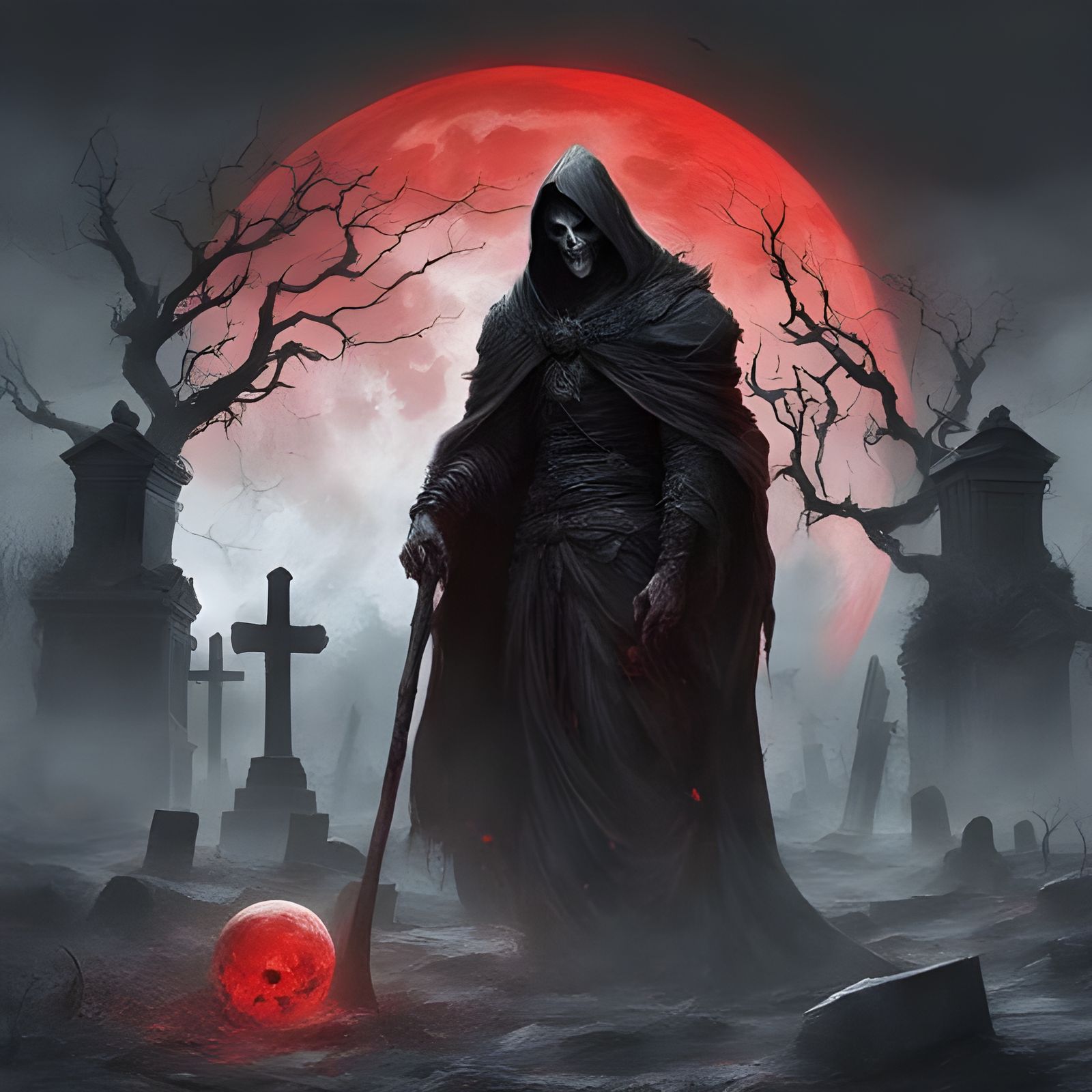 Creepy Handsome Gravedigger in Haunted Cemetery