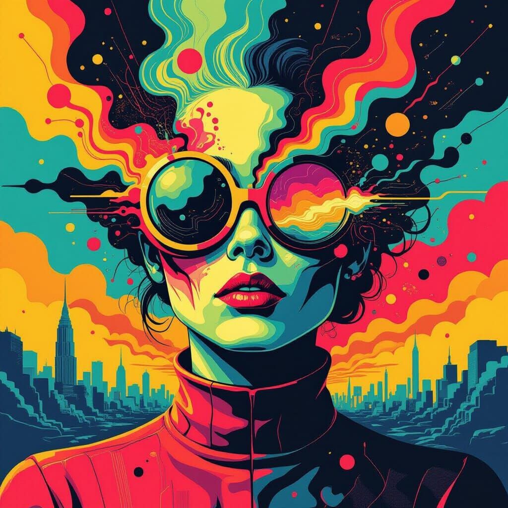 Dreamlike Digital Art with Vibrant, Distorted Forms