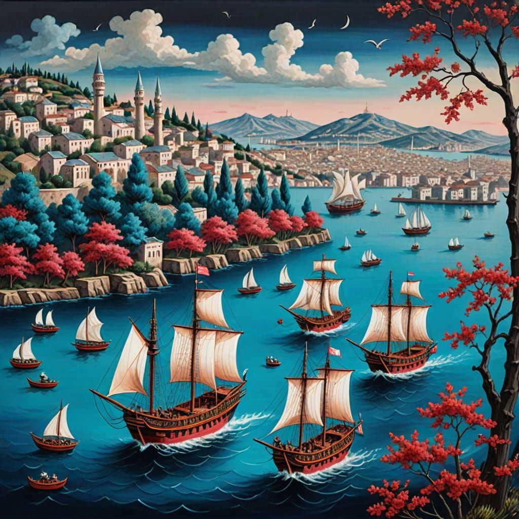 Galleons and Biremes Sail in the Bosphorus