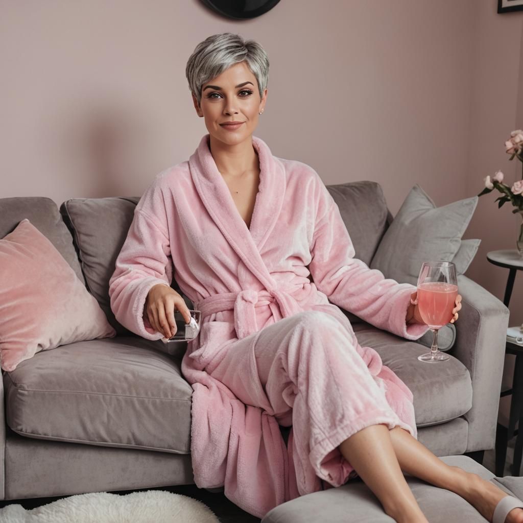 Princess with Pixie Cut Relaxing at Home
