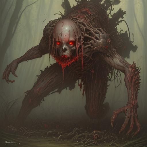 Infected Mushroom with Red Eyes as Oil Painting