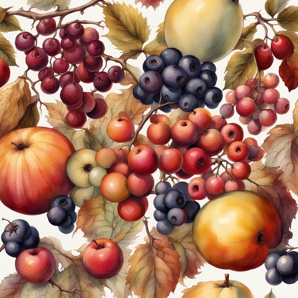 Autumn Fruits Bookmark in Watercolor Style