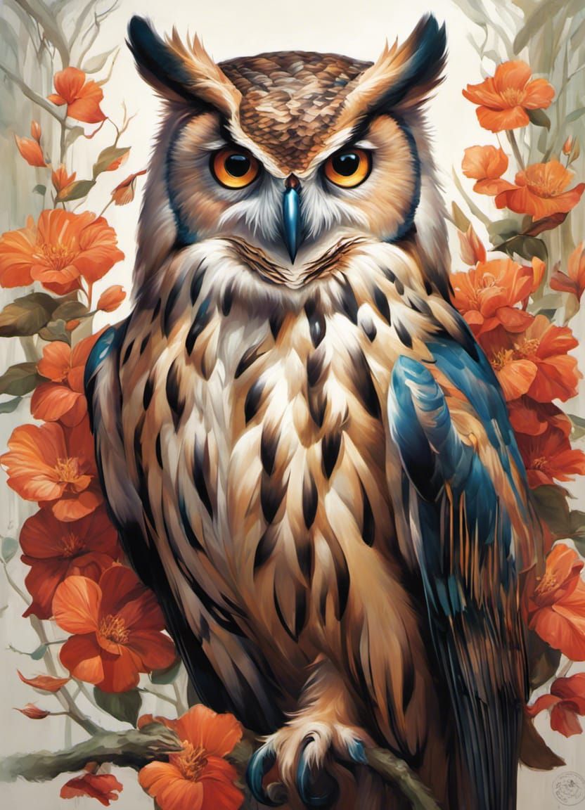 Recycled Art Owl in Modern Style