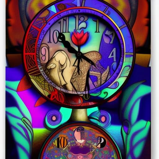 Trippy Alice in Wonderland Clocks in Cosmic Style