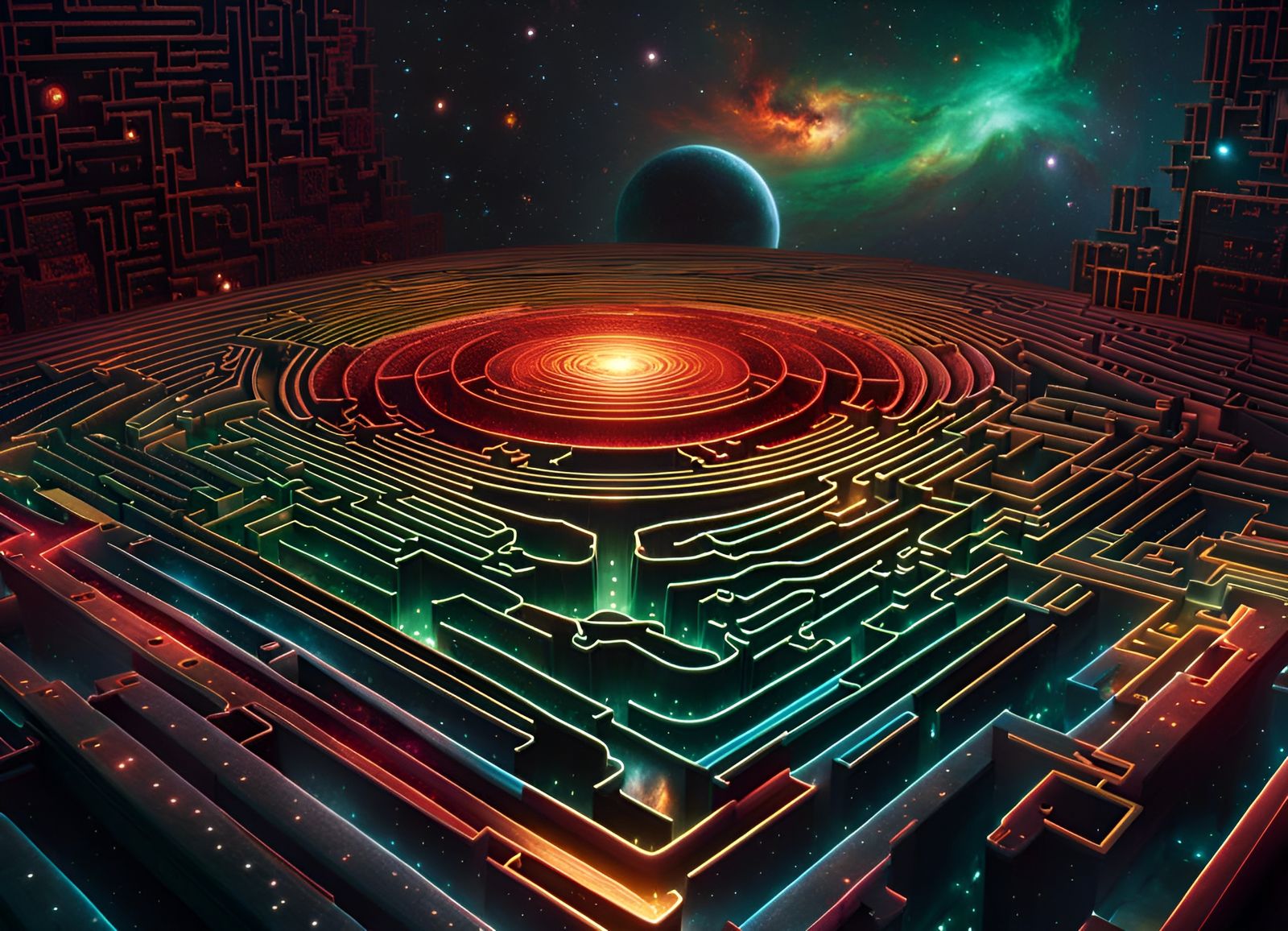 Nebula Puzzle Maze in Hyperrealistic Style