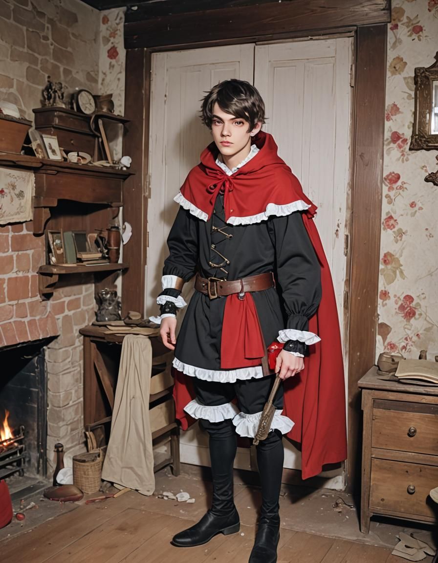 Boy Crossdressing as Little Red Riding Hood