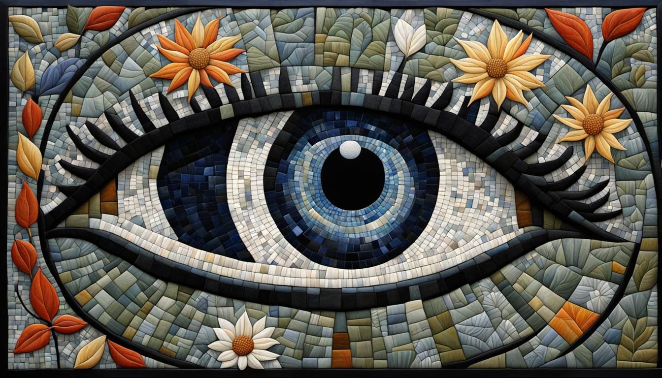 Colorful Mosaic with Water Stain Effects