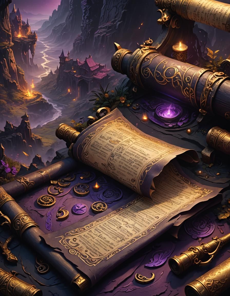 Ethereal Scroll Unfolds in Dark Fantasy Masterpiece