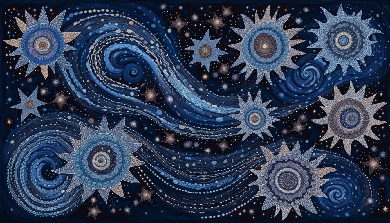 Aboriginal Batik Stars in a Cosmic Maelstrom