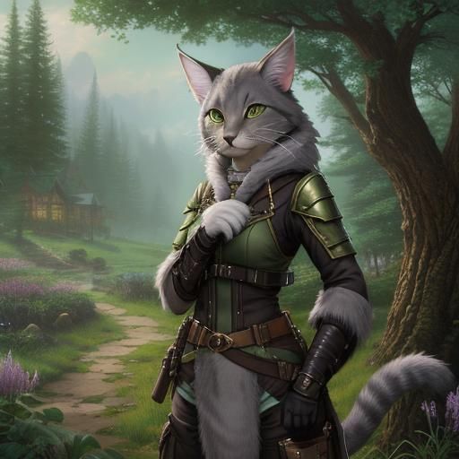 Ethereal Tabaxi Ranger in Fantasy Style