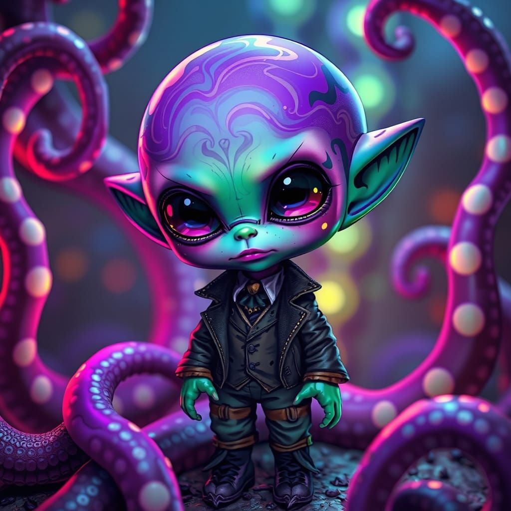 Chibi Alien in Eldritch Victorian Style