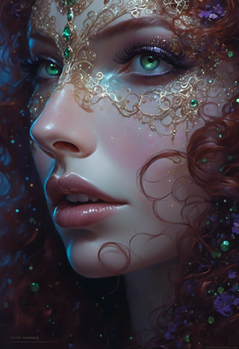 Auburn Haired Woman Portrait with Dramatic Lighting