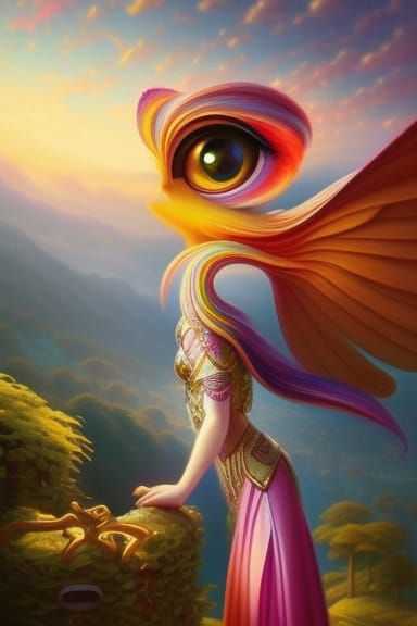 Cute Creature in Flying Cup: Fantasy Art