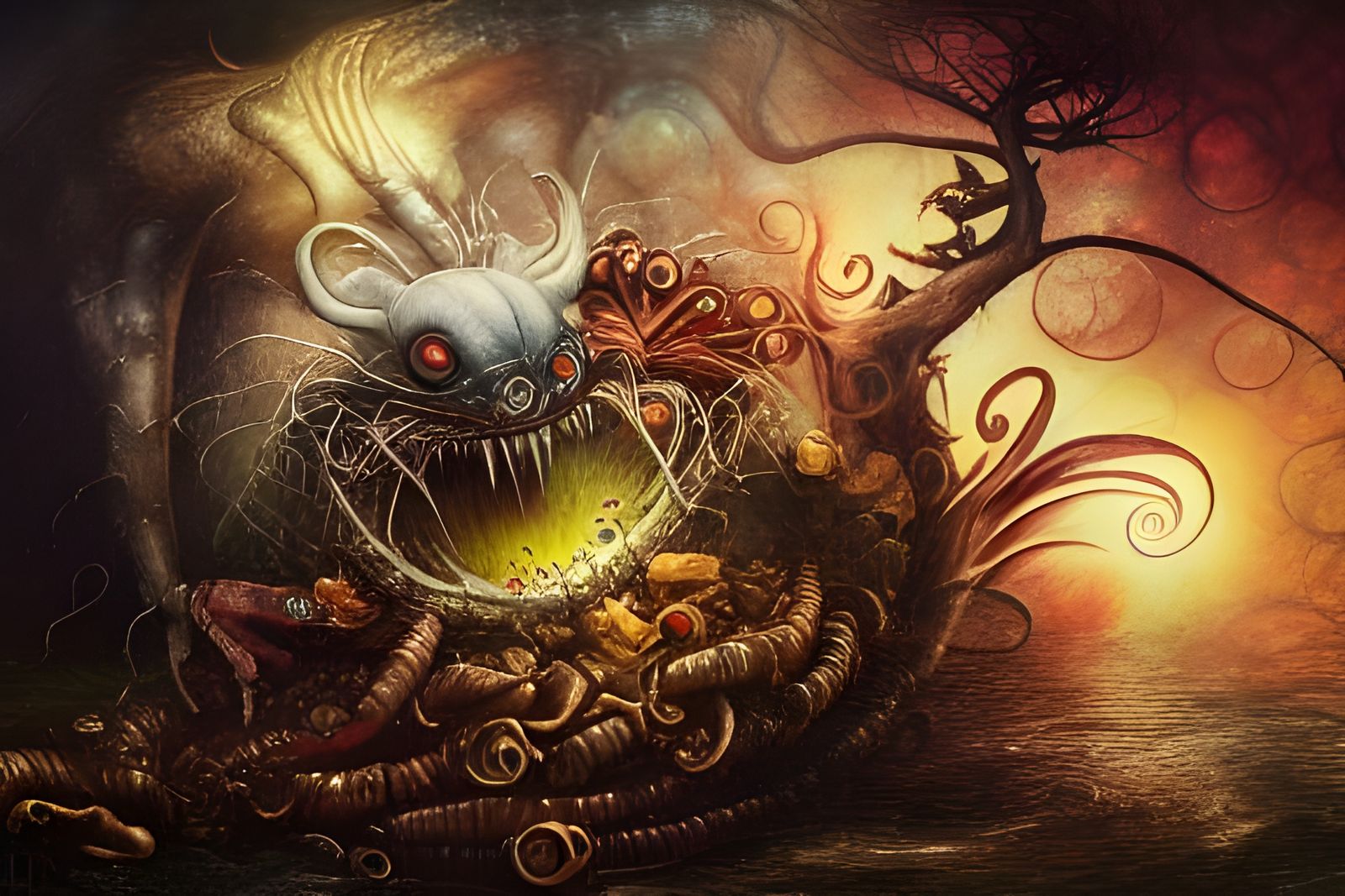 Venom's Garbage Feast: A Grotesque Digital Illustration