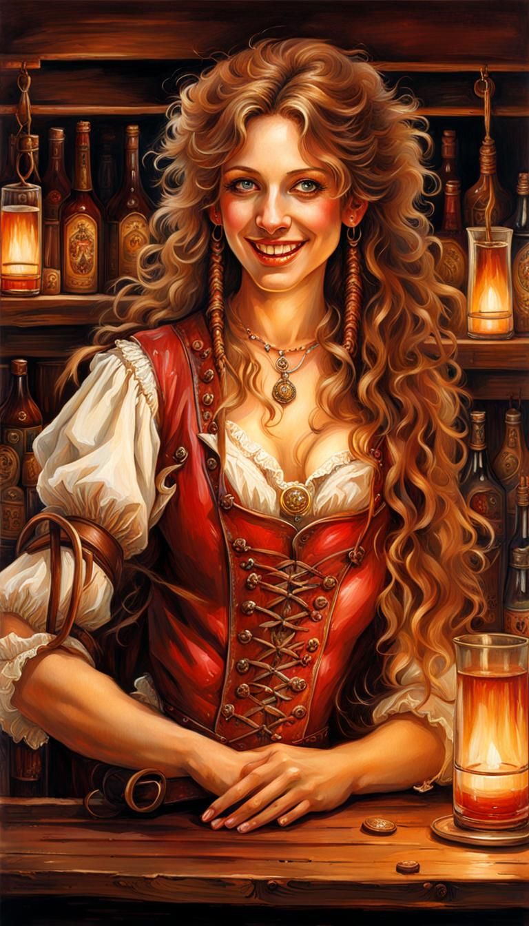 Fantasy Tavern Barmaid Portrait in Candlelight
