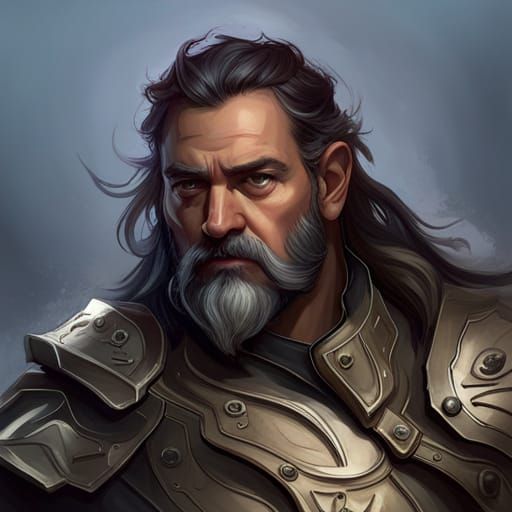 Detailed Portrait of a Black Haired Dwarven Knight