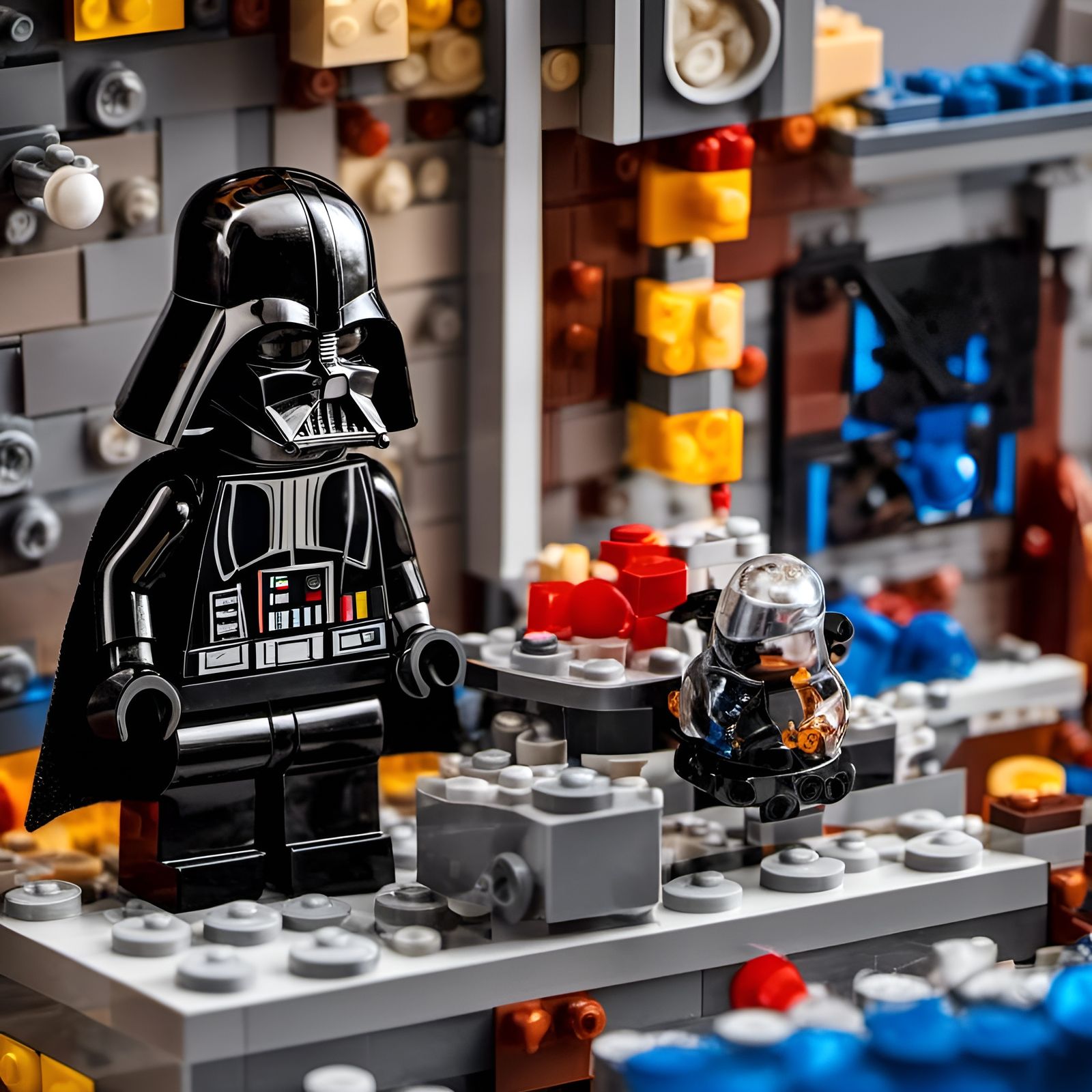 LEGO Darth Vader in Space Battle Scene