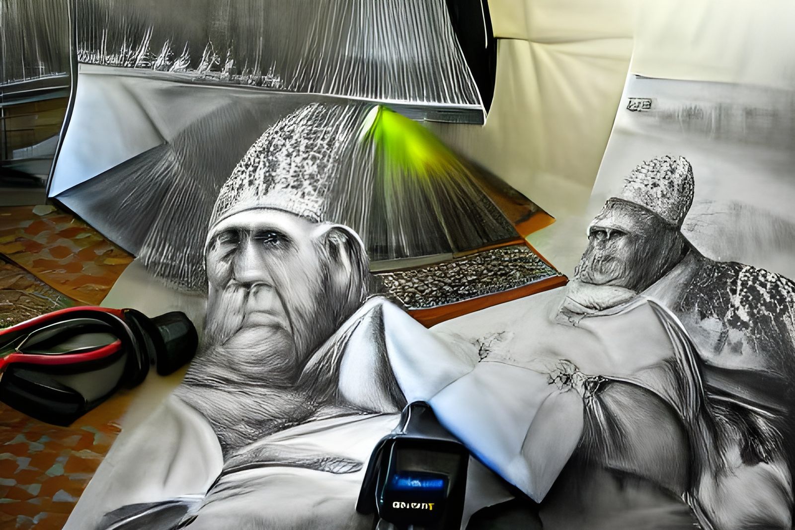 Pope and Mohammad Meeting in Volumetric Lighting