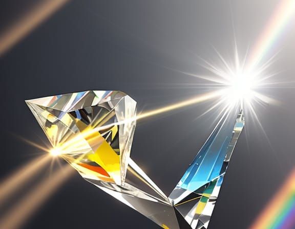 Close-Up Diamond with Refracted Light and Sparkle