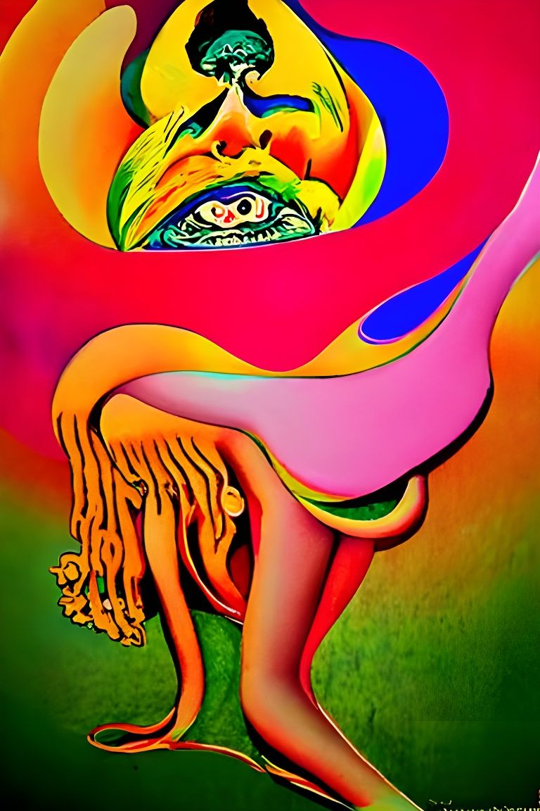 Psychedelic Woman in 1960s Concert Poster Style