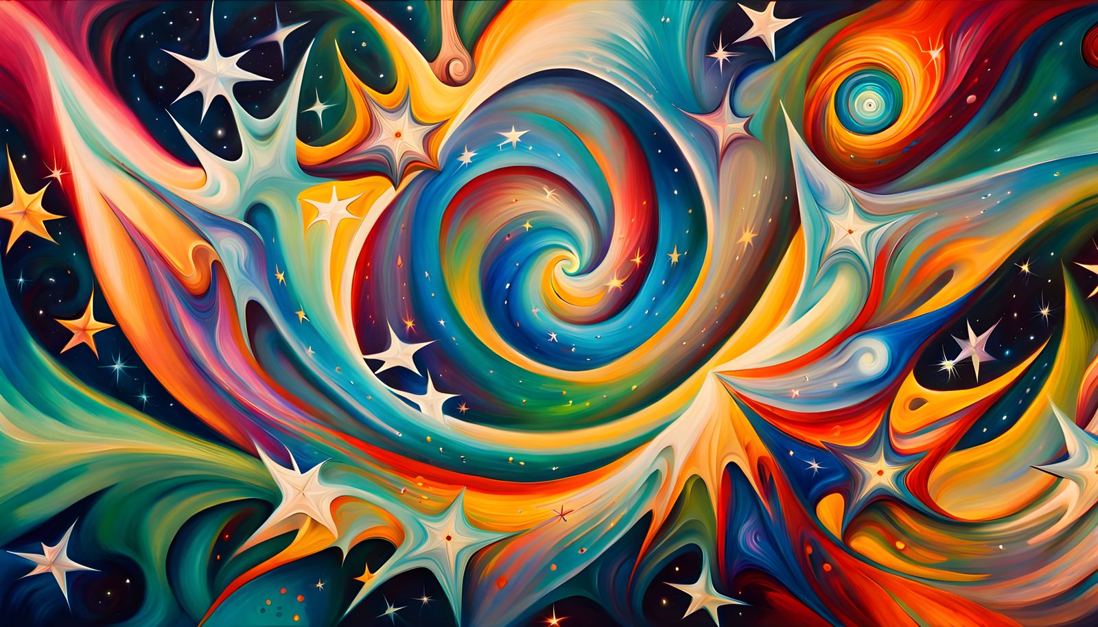 Iridescent Star Cluster Formation in Abstract Style