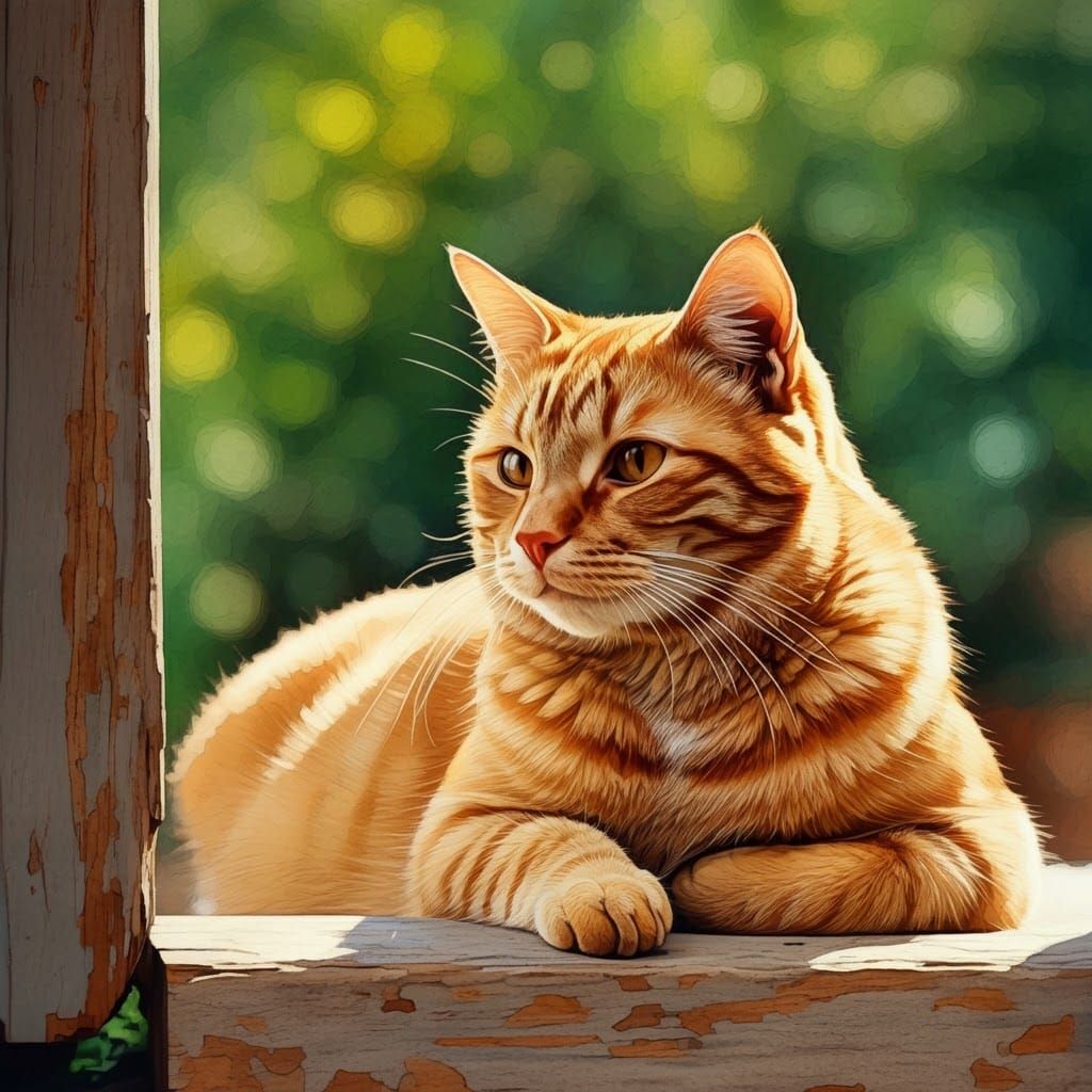 Orange Tabby Cat in Watercolor Style