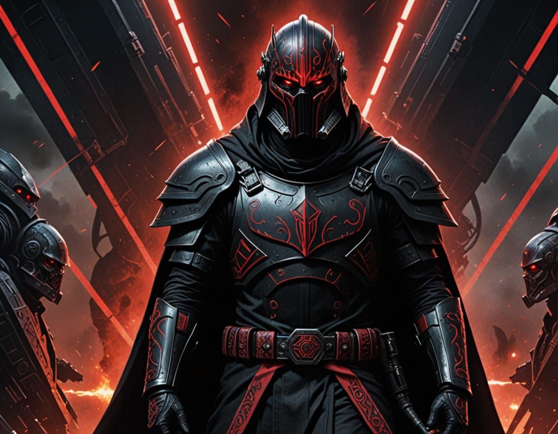 Sith Lord on Starship Bridge in Dark Fantasy Art