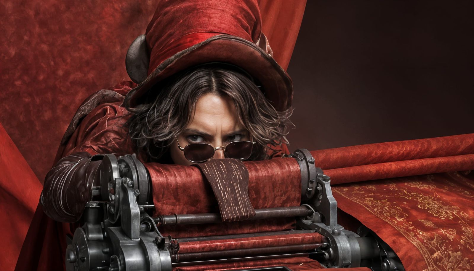 Angry Willy Wonka toils in Red Chocolate Factory