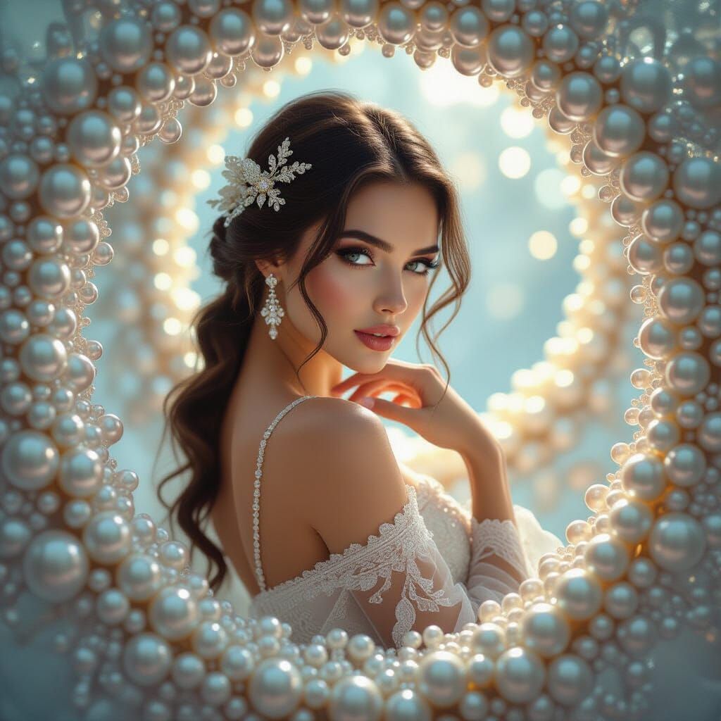 Bejeweled Woman in Fractal Pearl Dreamscape