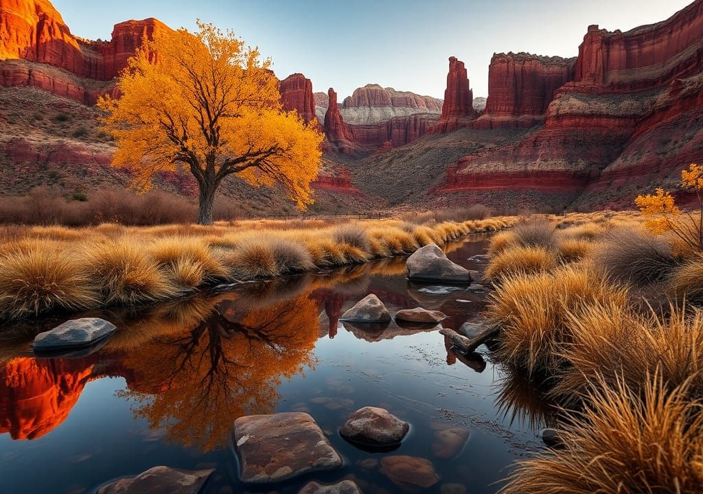 Red Coyote Buttes: Lone Cottonwood Reflection
