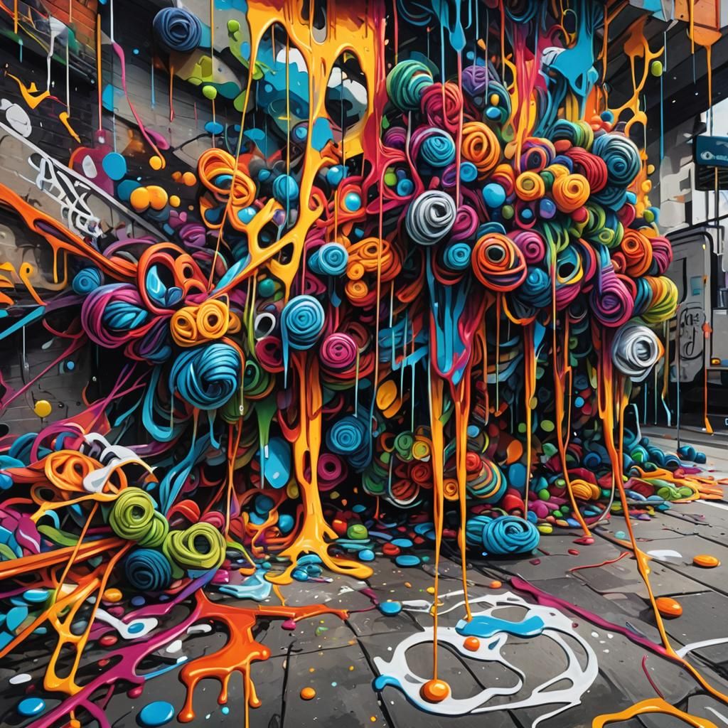 Vibrant Graffiti Art with Crochet Yarn
