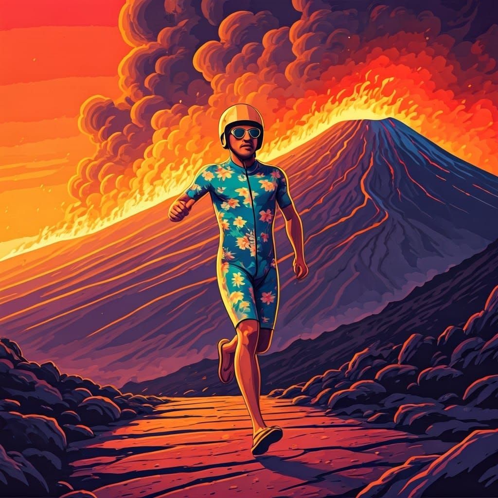 Retro-Futuristic Hawaiian Adventure Run From Mount Etna