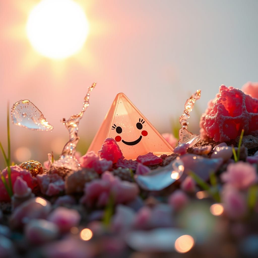 Miniature Sun Illuminates Plastic Pyramid Landscape